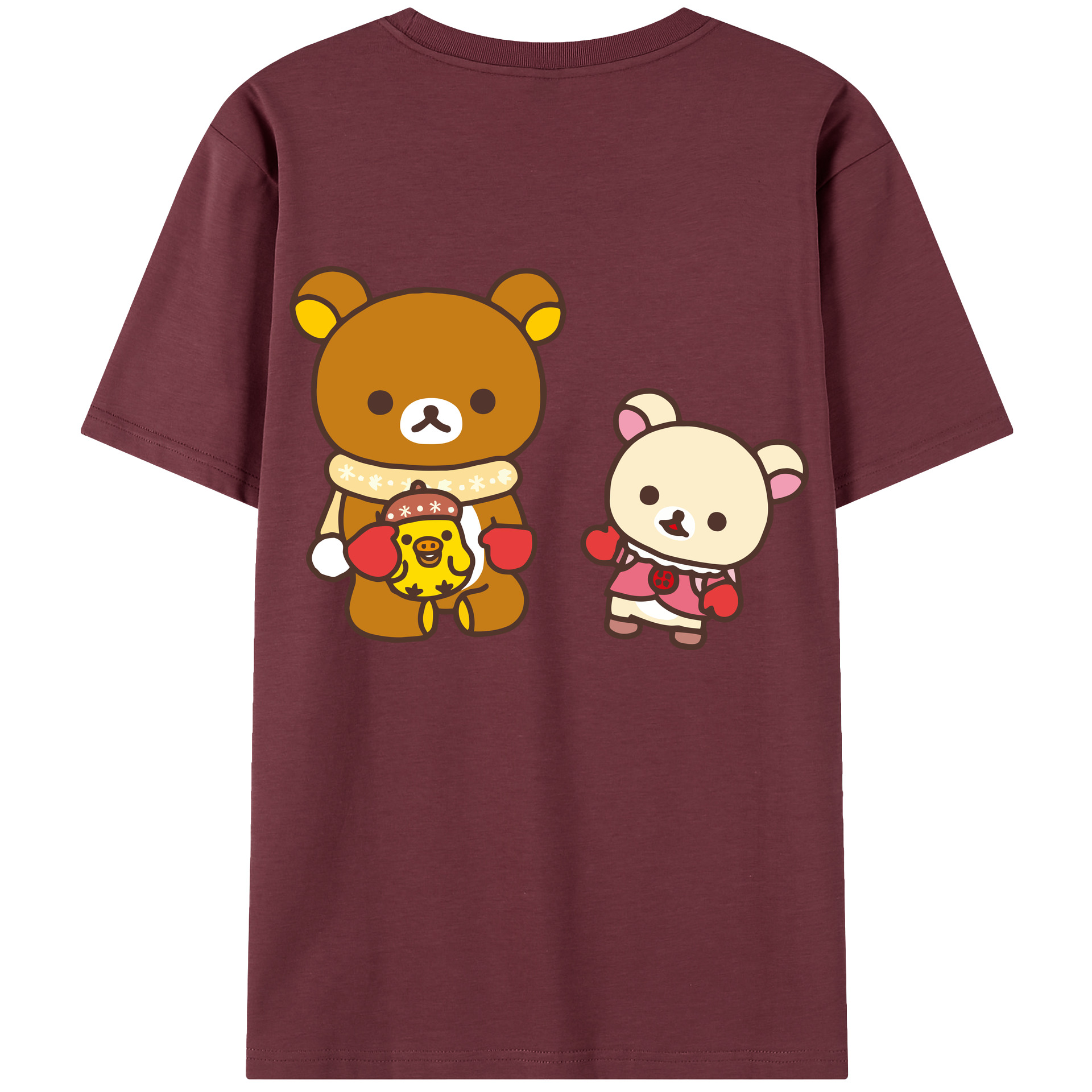 （画像用） リラックマ リラックマ キイロイトリ Rilakkuma Korilakkuma Kiiroitori 綿100％半袖Tシャツ（背面プリント）